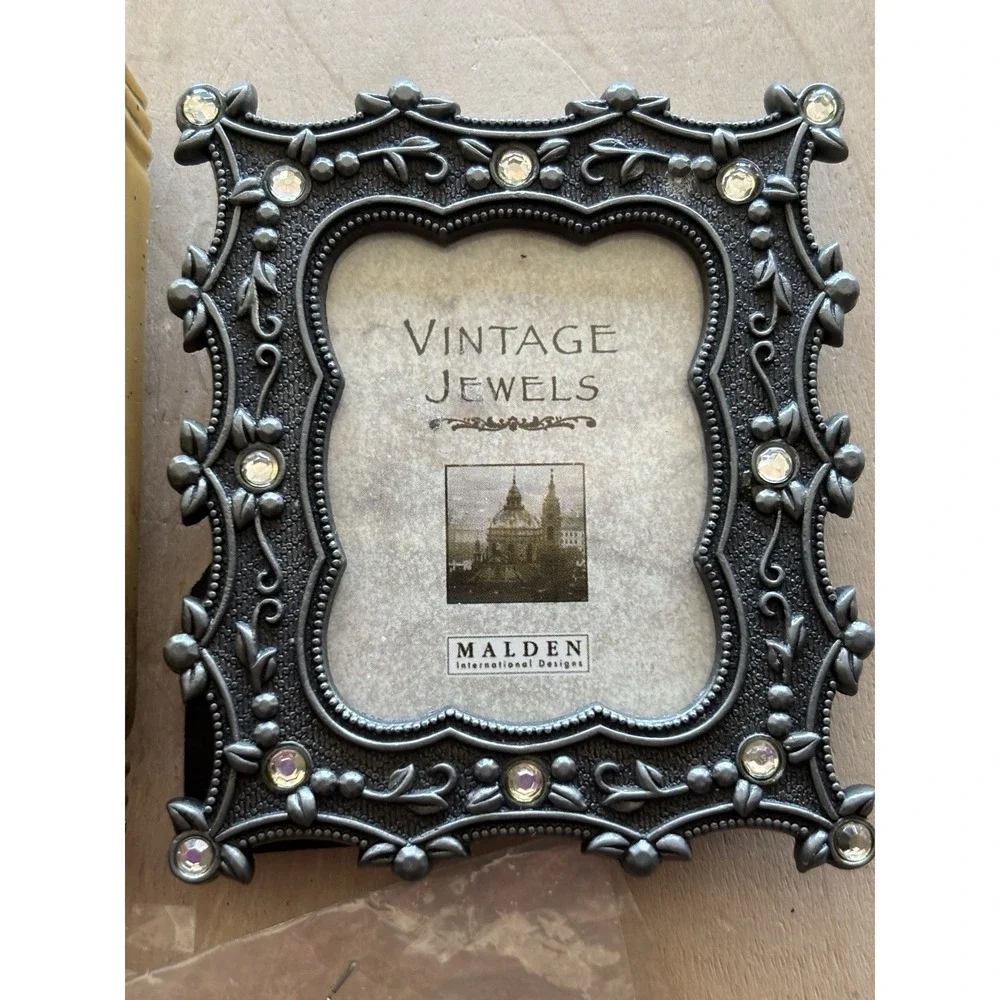 Vtg Mini Frame LOT of 6 Pewter Metal Wooden 3 NIP 1 1/2